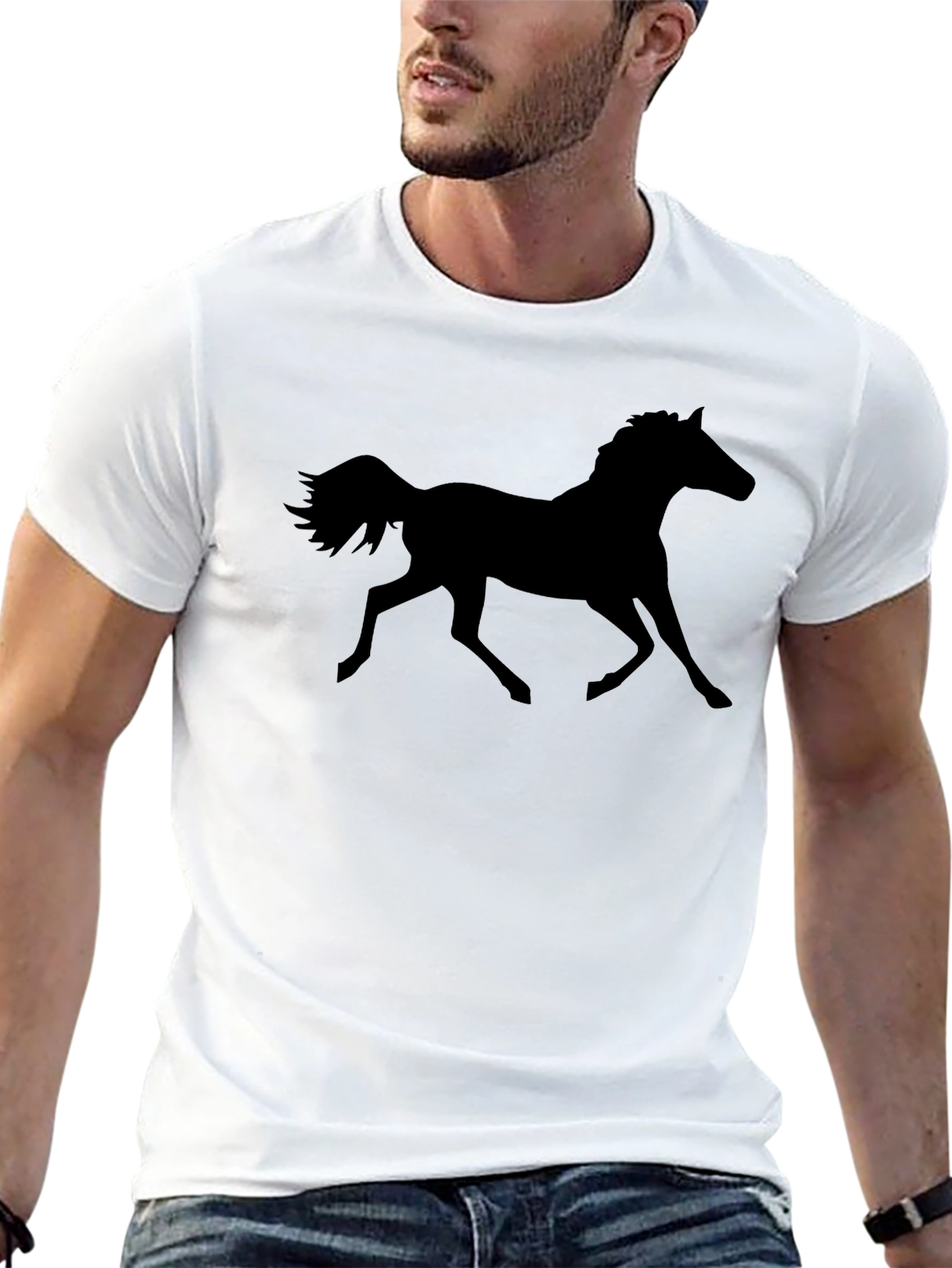Black Horse Graphic Tee - Equestrian Style