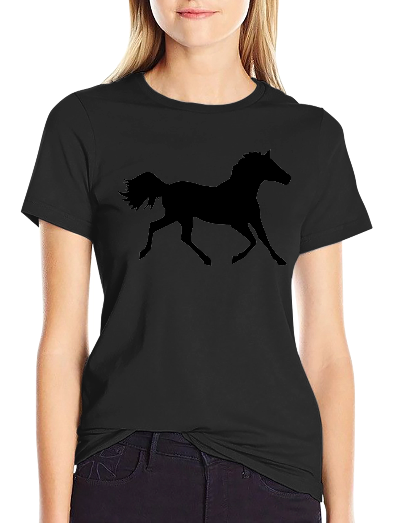 Black Horse Graphic Tee - Equestrian Style