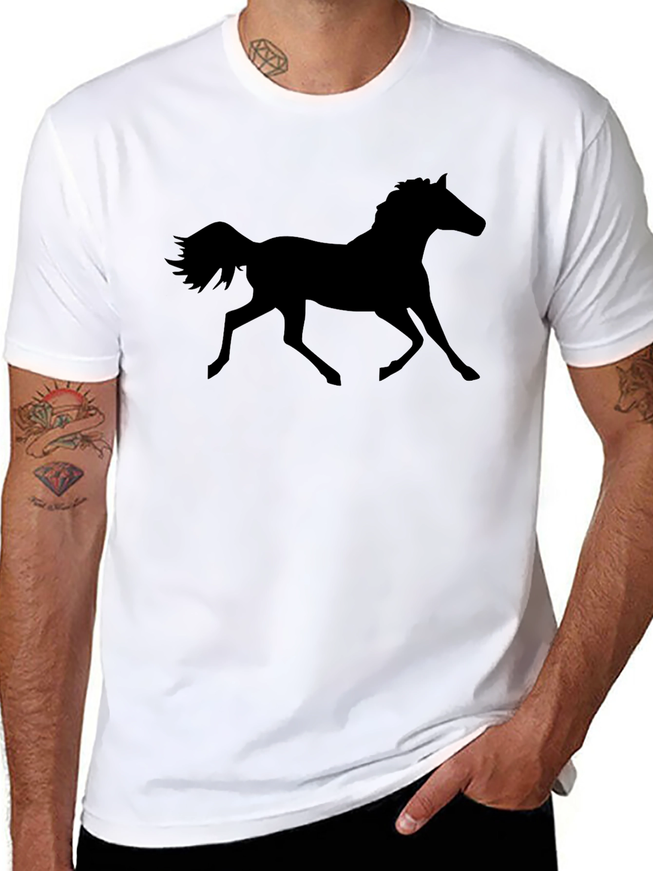 Black Horse Graphic Tee - Equestrian Style