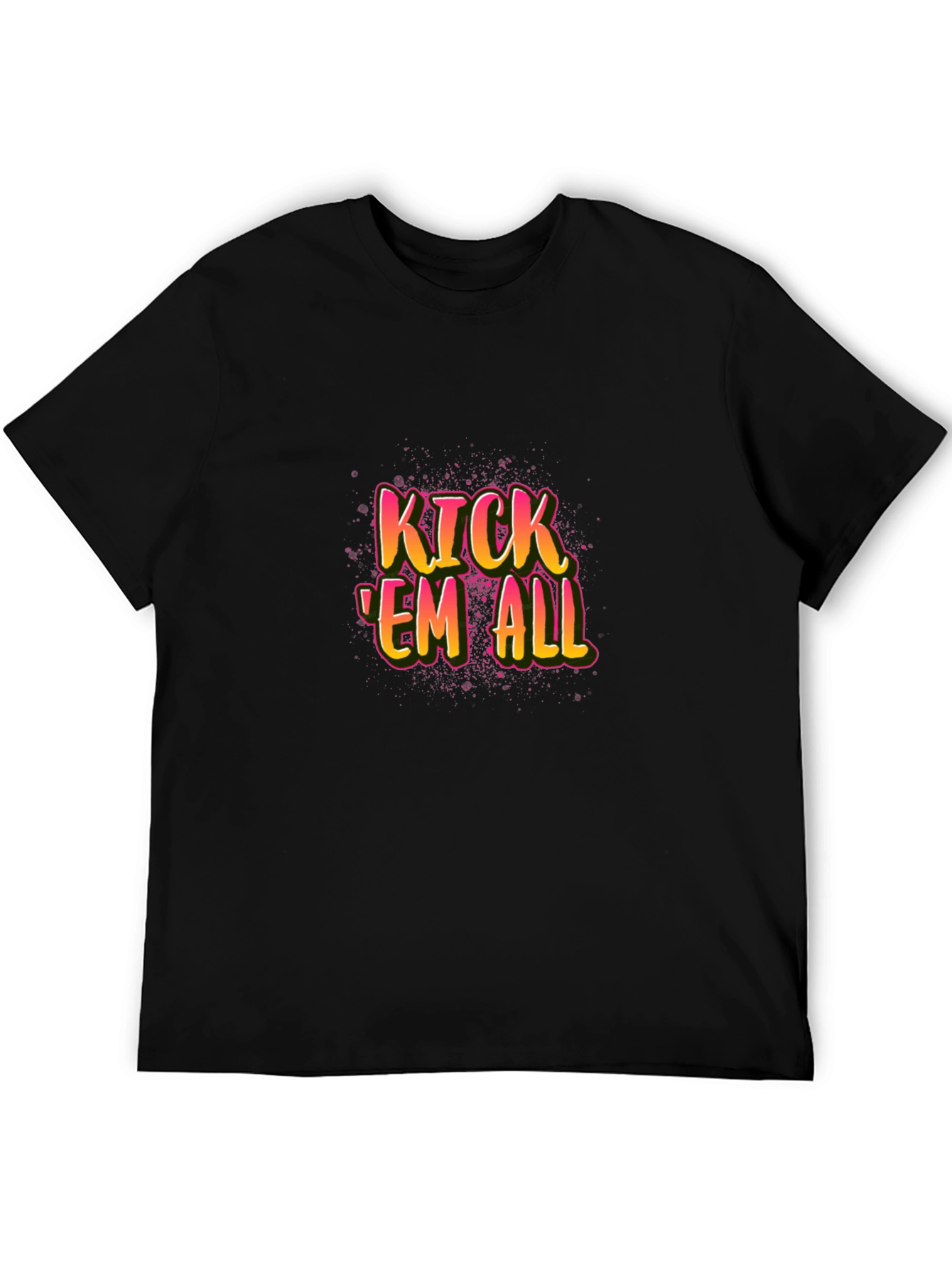 Kick Em All Graphic Tee - Black Cotton T-Shirt
