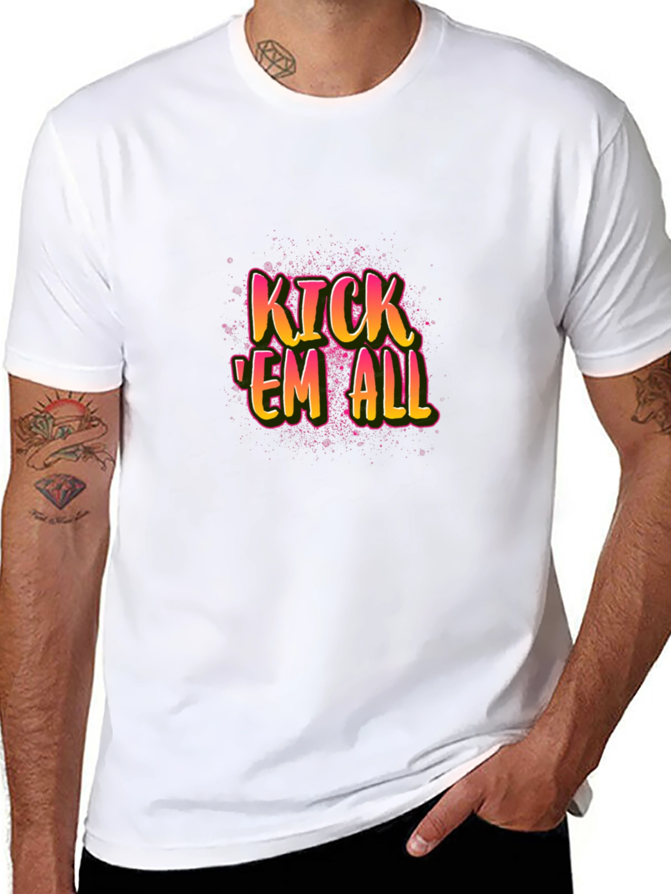 Kick Em All Graphic Tee - Black Cotton T-Shirt