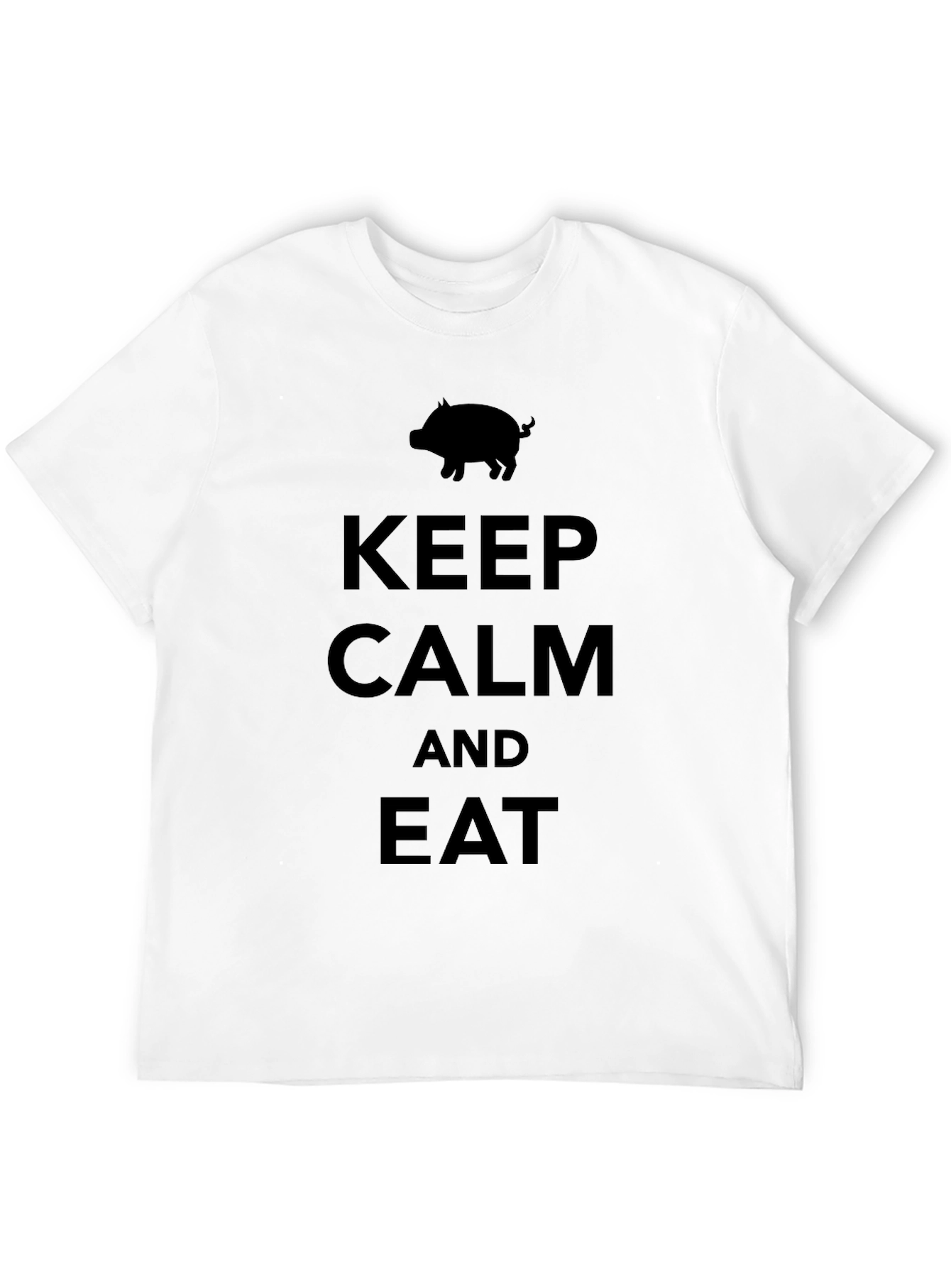 Keep Calm and Eat Pig Funny Black T-Shirt