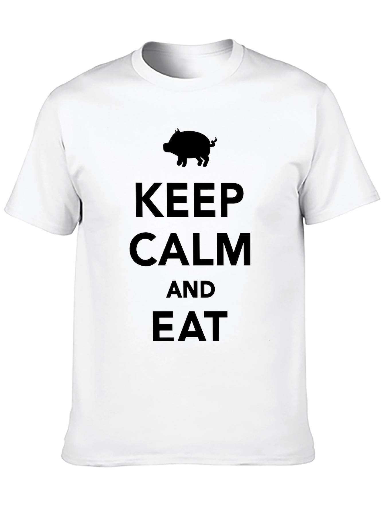 Keep Calm and Eat Pig Funny Black T-Shirt