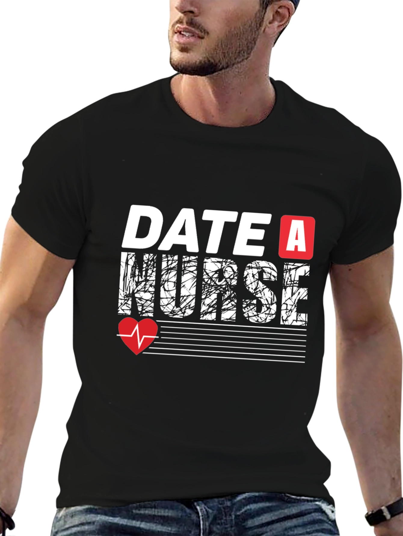 Date A Nurse Graphic T-Shirt - Black Cotton Tee