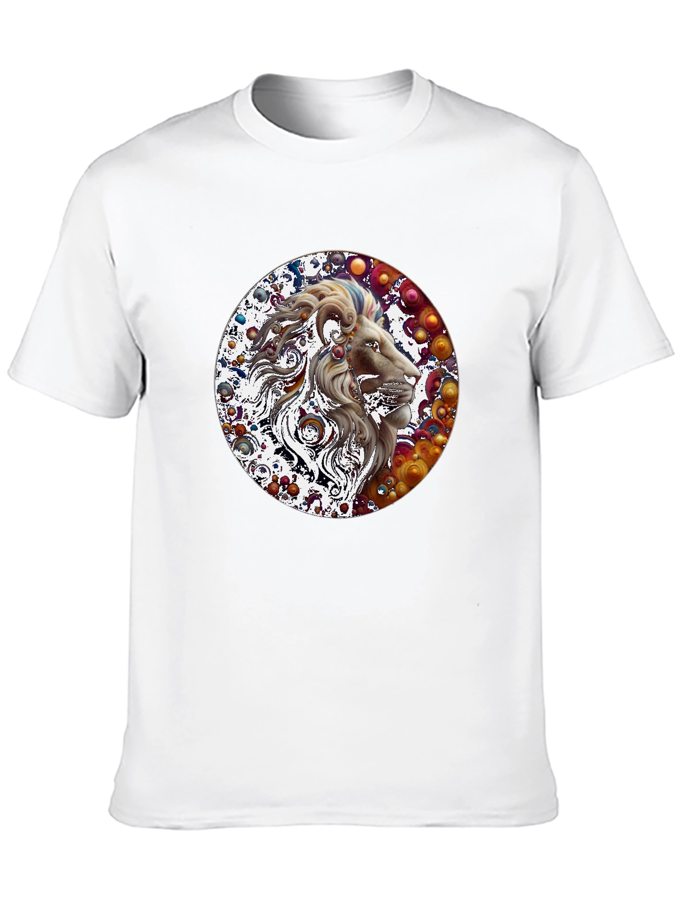 Lion Art Print Graphic Tee - Mens Black T-Shirt