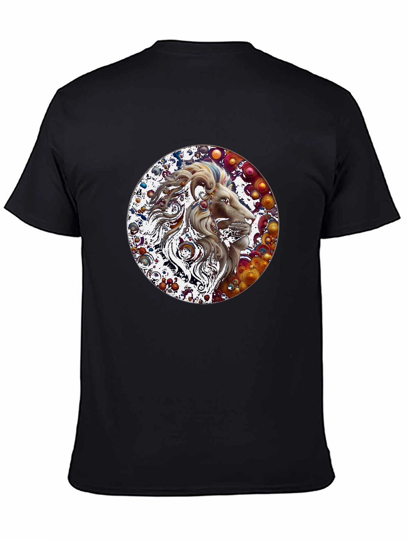 Lion Art Print Graphic Tee - Mens Black T-Shirt