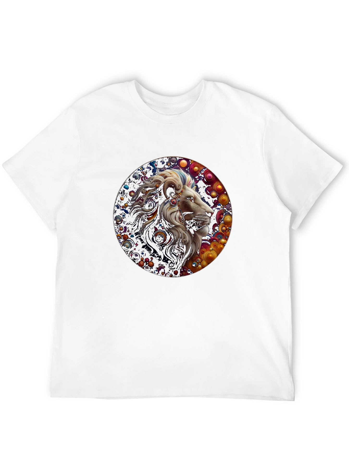Lion Art Print Graphic Tee - Mens Black T-Shirt