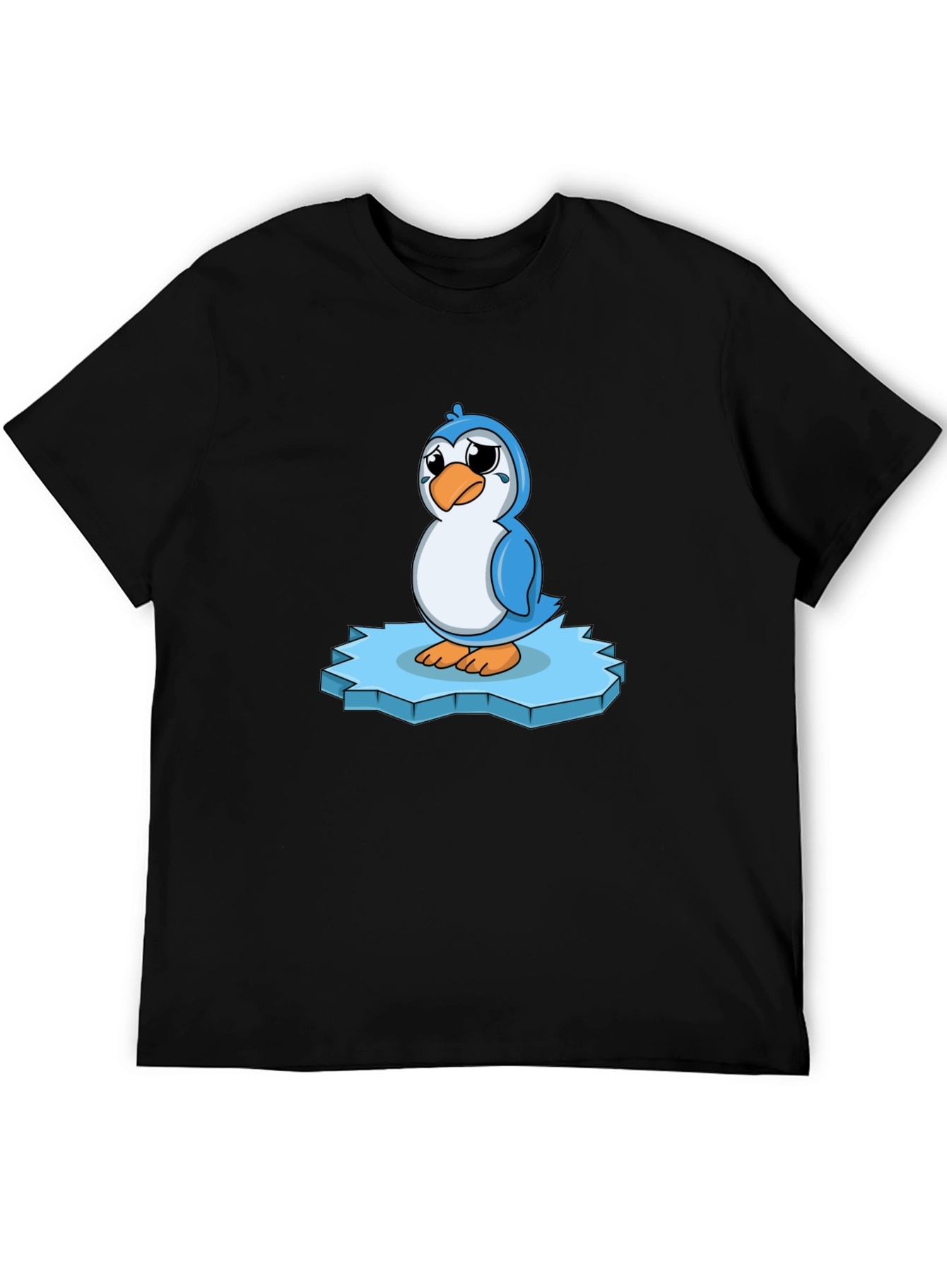 Sad Penguin on Iceberg Graphic T-Shirt