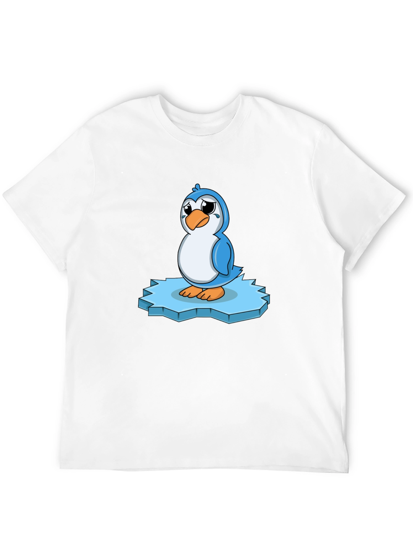 Sad Penguin on Iceberg Graphic T-Shirt