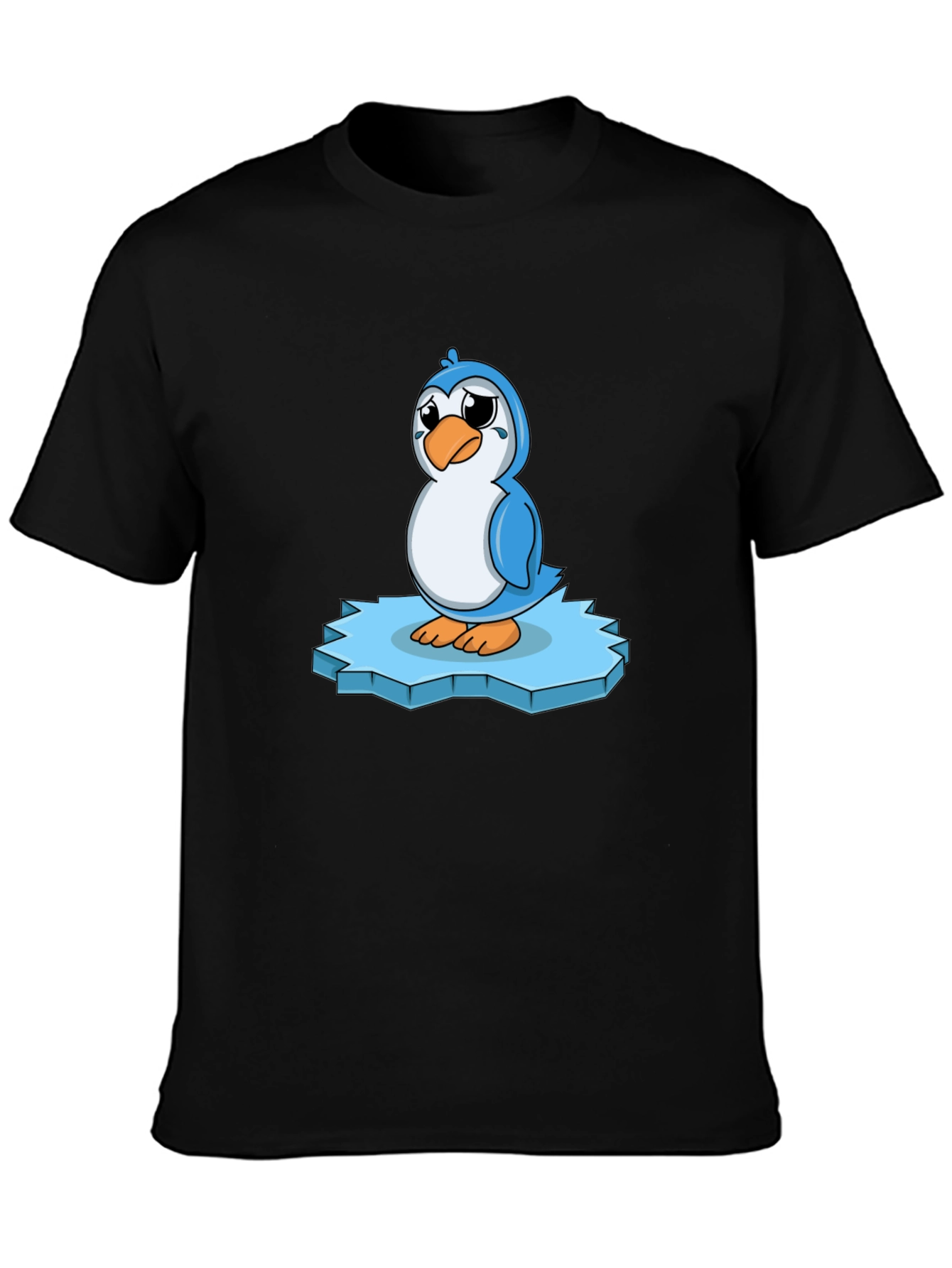 Sad Penguin on Iceberg Graphic T-Shirt