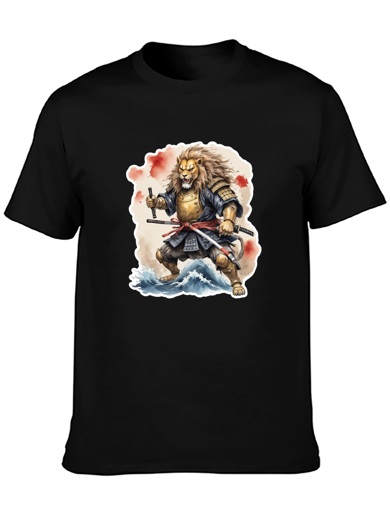 Samurai Lion Black T-Shirt