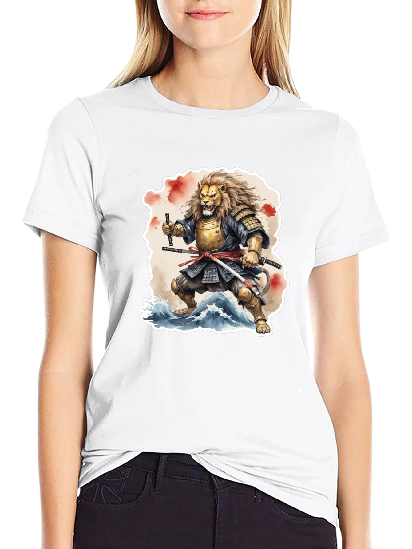 Samurai Lion Black T-Shirt
