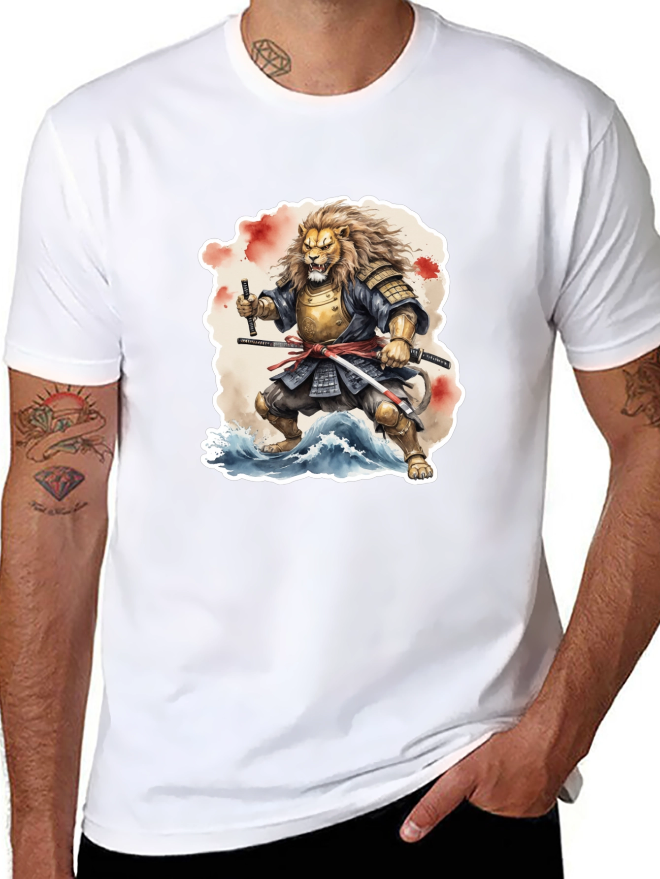 Samurai Lion Black T-Shirt