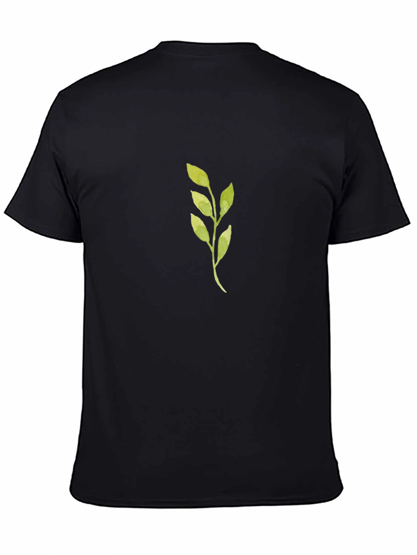 Green Leaf Graphic Black T-Shirt