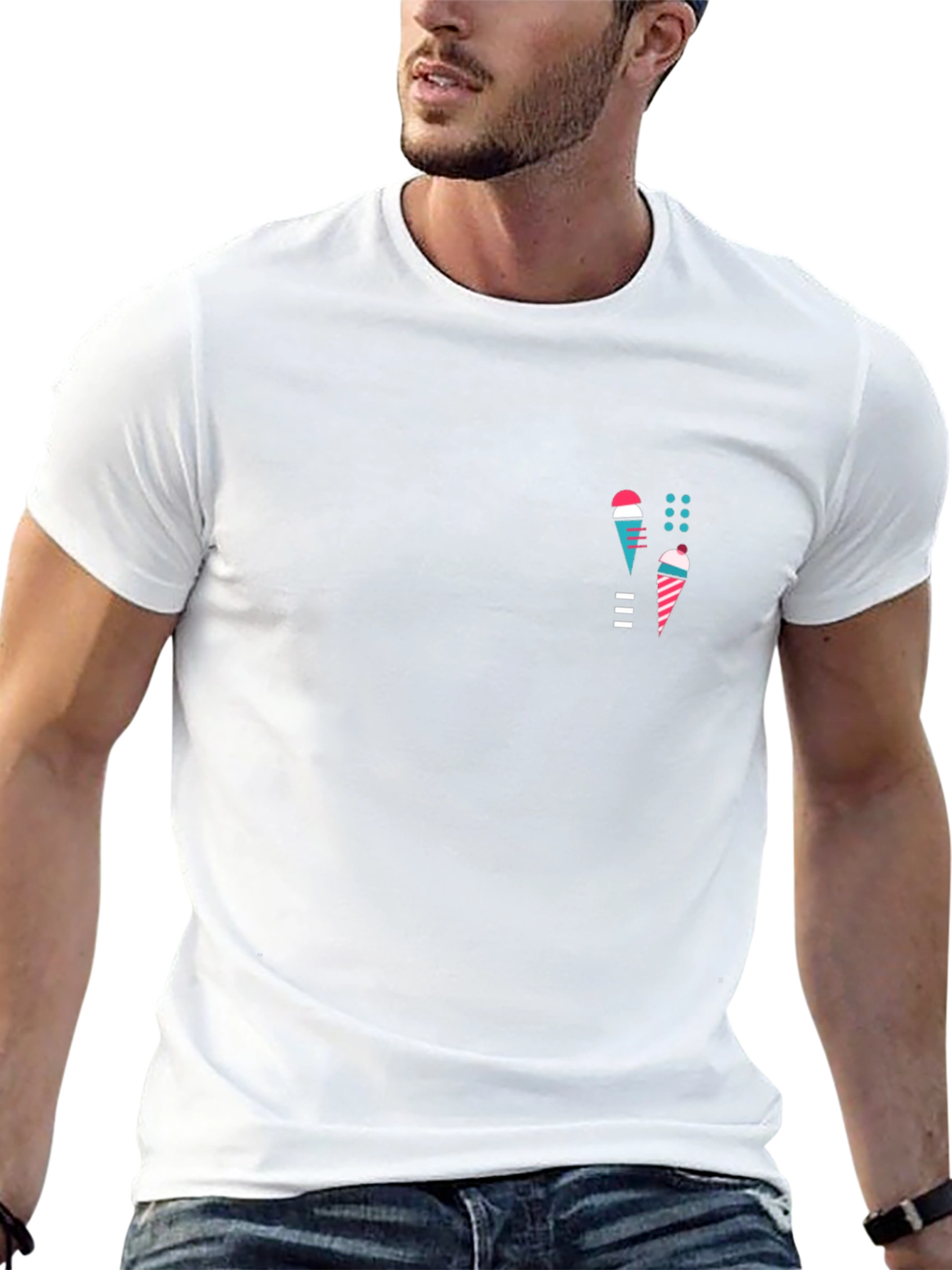 Modern Ice Cream Graphic T-Shirt - Black