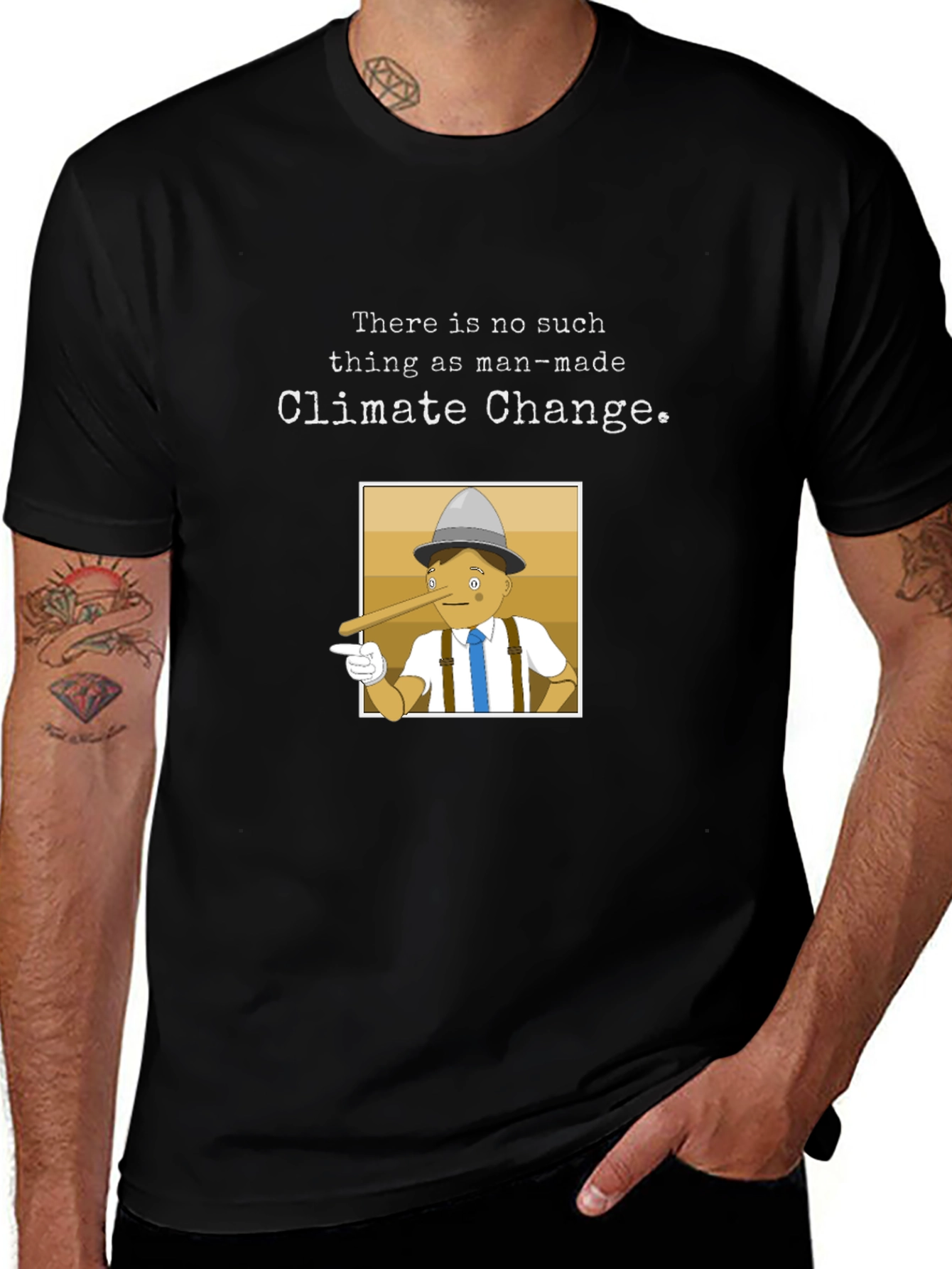 Climate Change Skeptic T-Shirt - Pinocchio Design