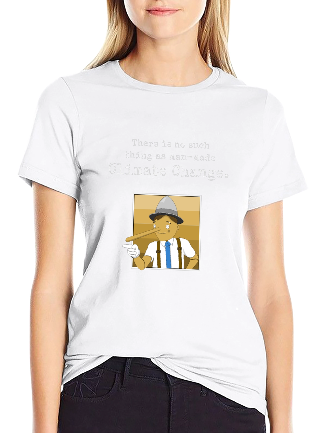 Climate Change Skeptic T-Shirt - Pinocchio Design