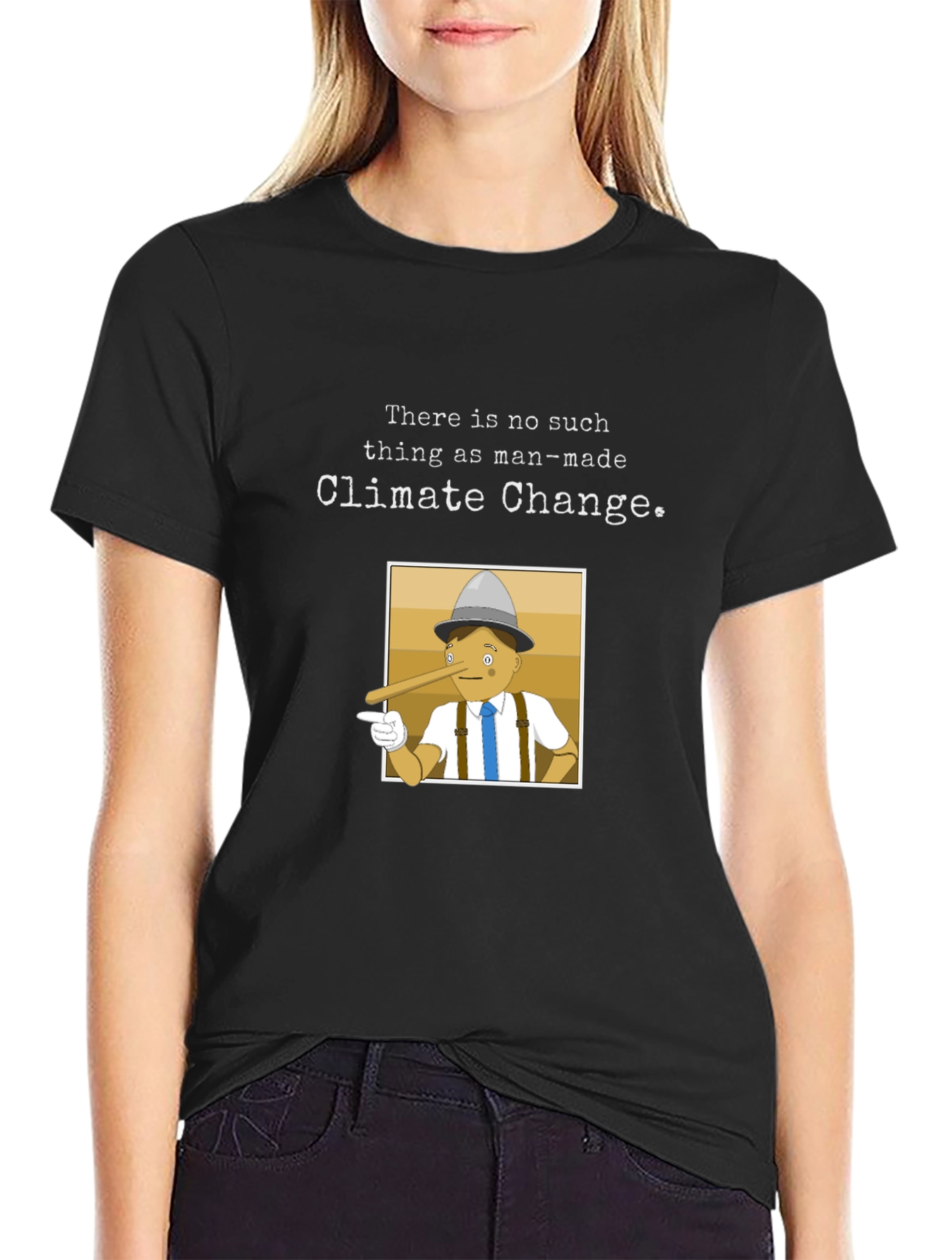 Climate Change Skeptic T-Shirt - Pinocchio Design