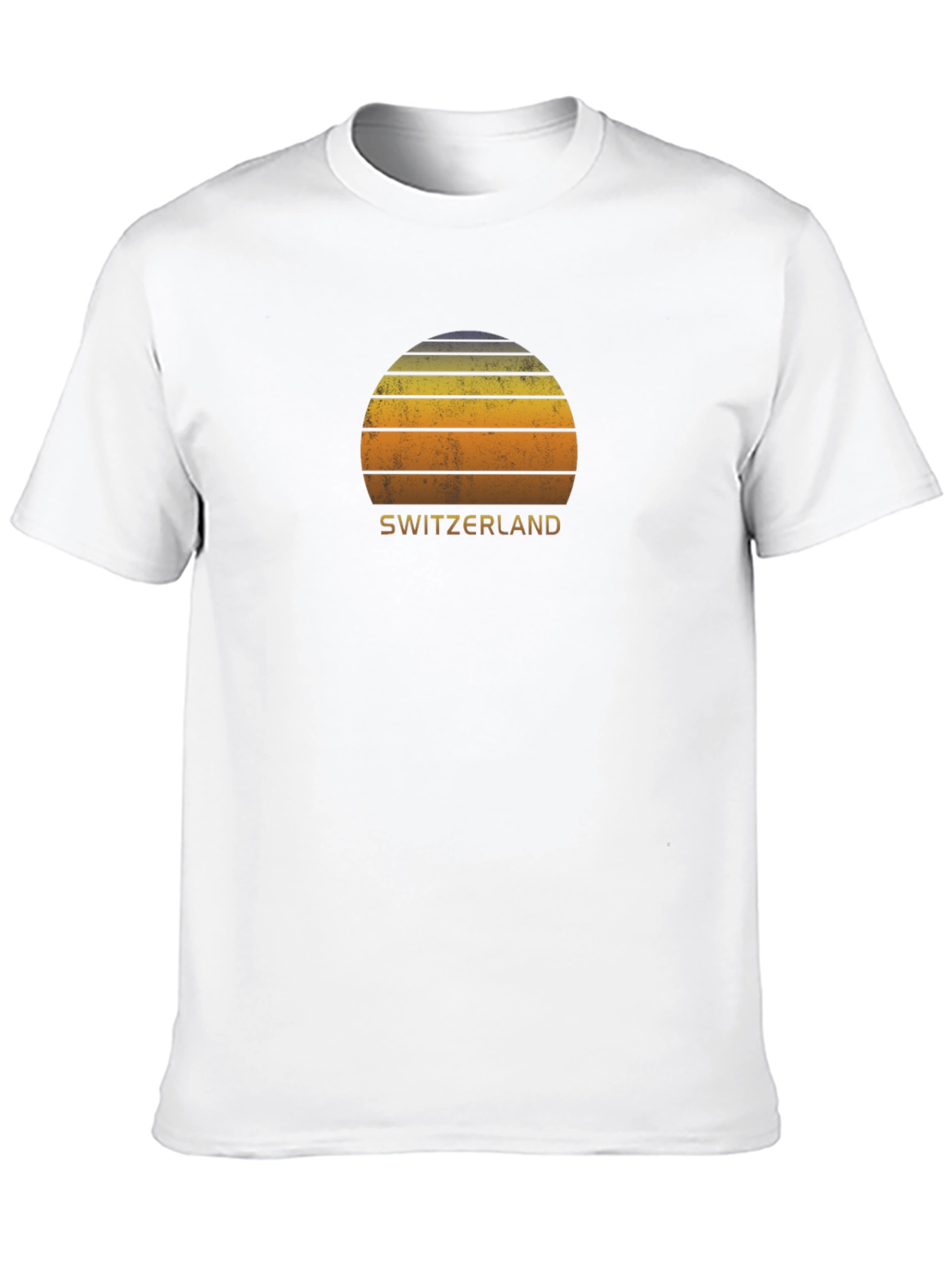 Switzerland Sunset Graphic Tee - Retro Style Black T-Shirt