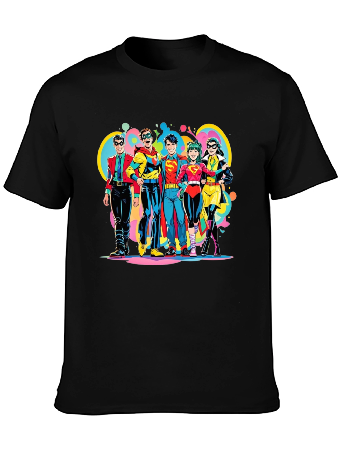 Retro Superhero Squad Graphic T-Shirt
