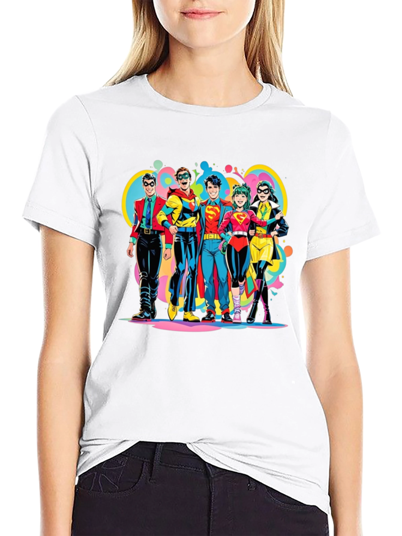 Retro Superhero Squad Graphic T-Shirt