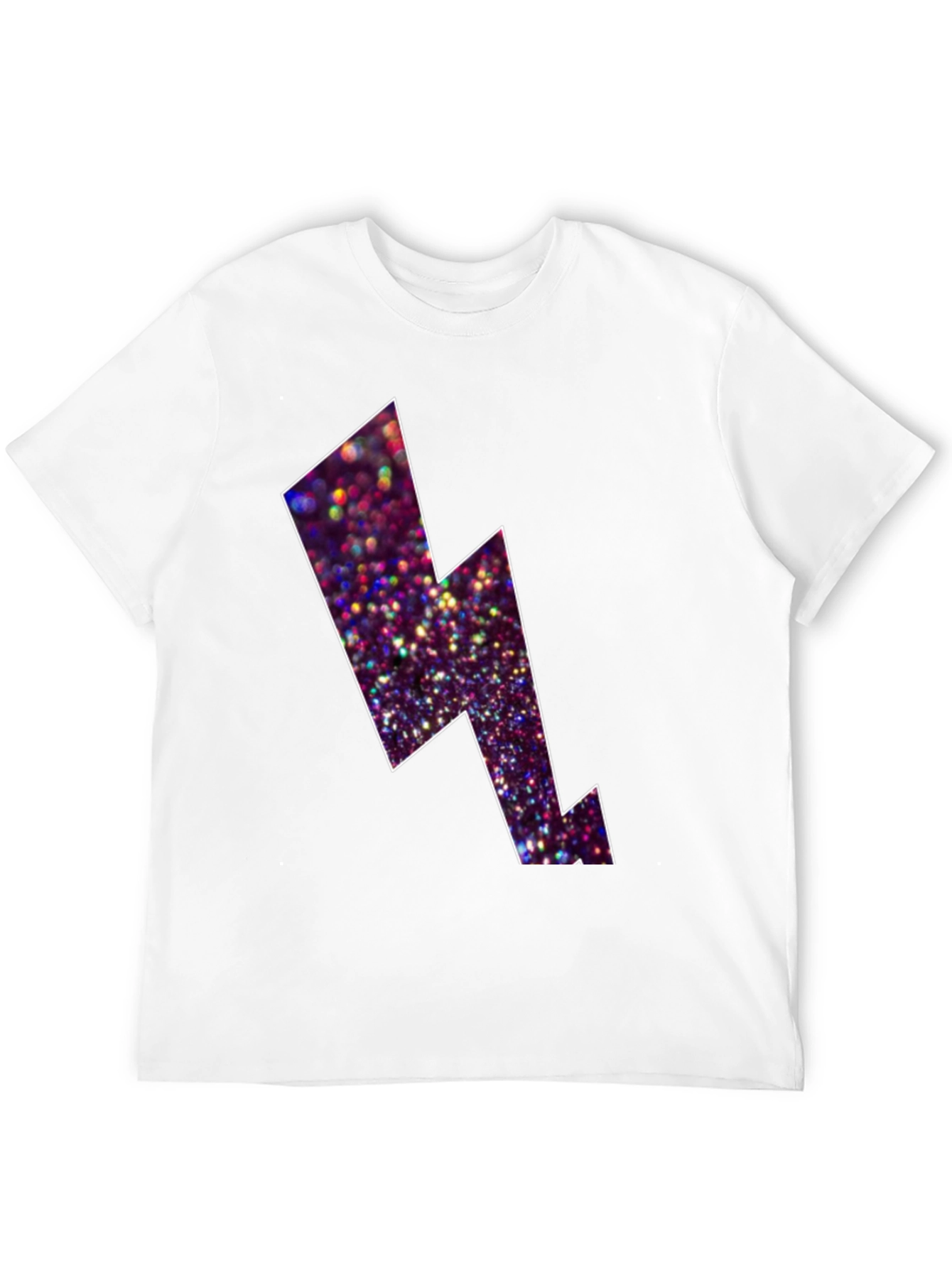 Black Tee with Glitter Lightning Bolt Design