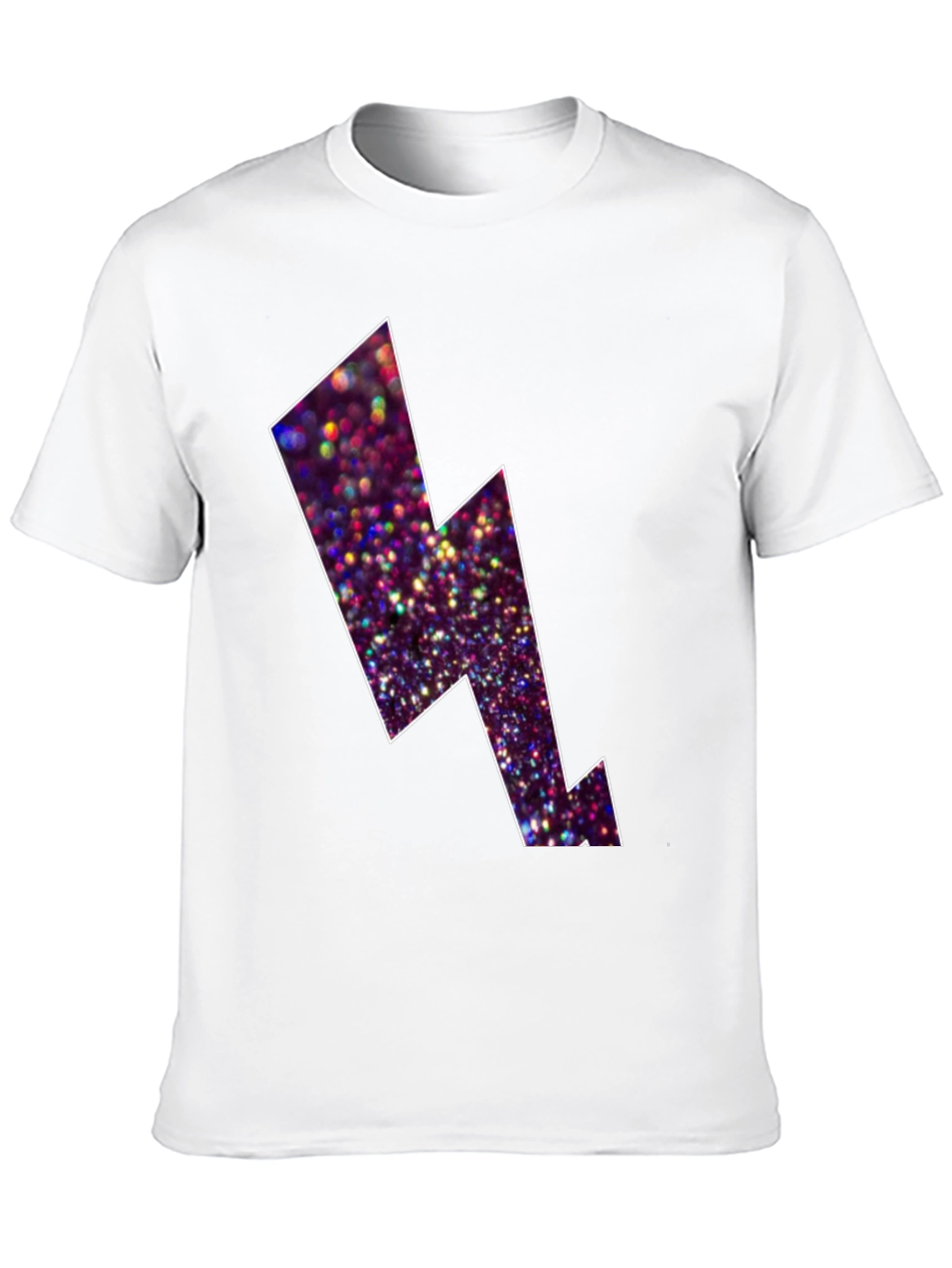 Black Tee with Glitter Lightning Bolt Design