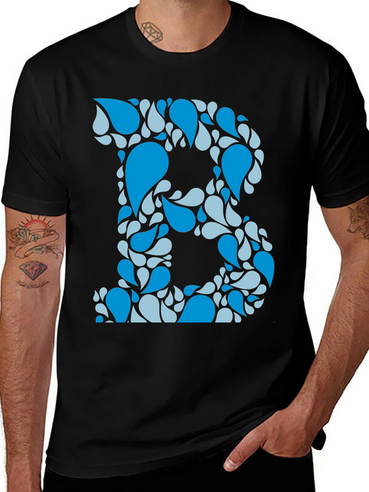 Blue Water Drop Initial B Graphic T-Shirt