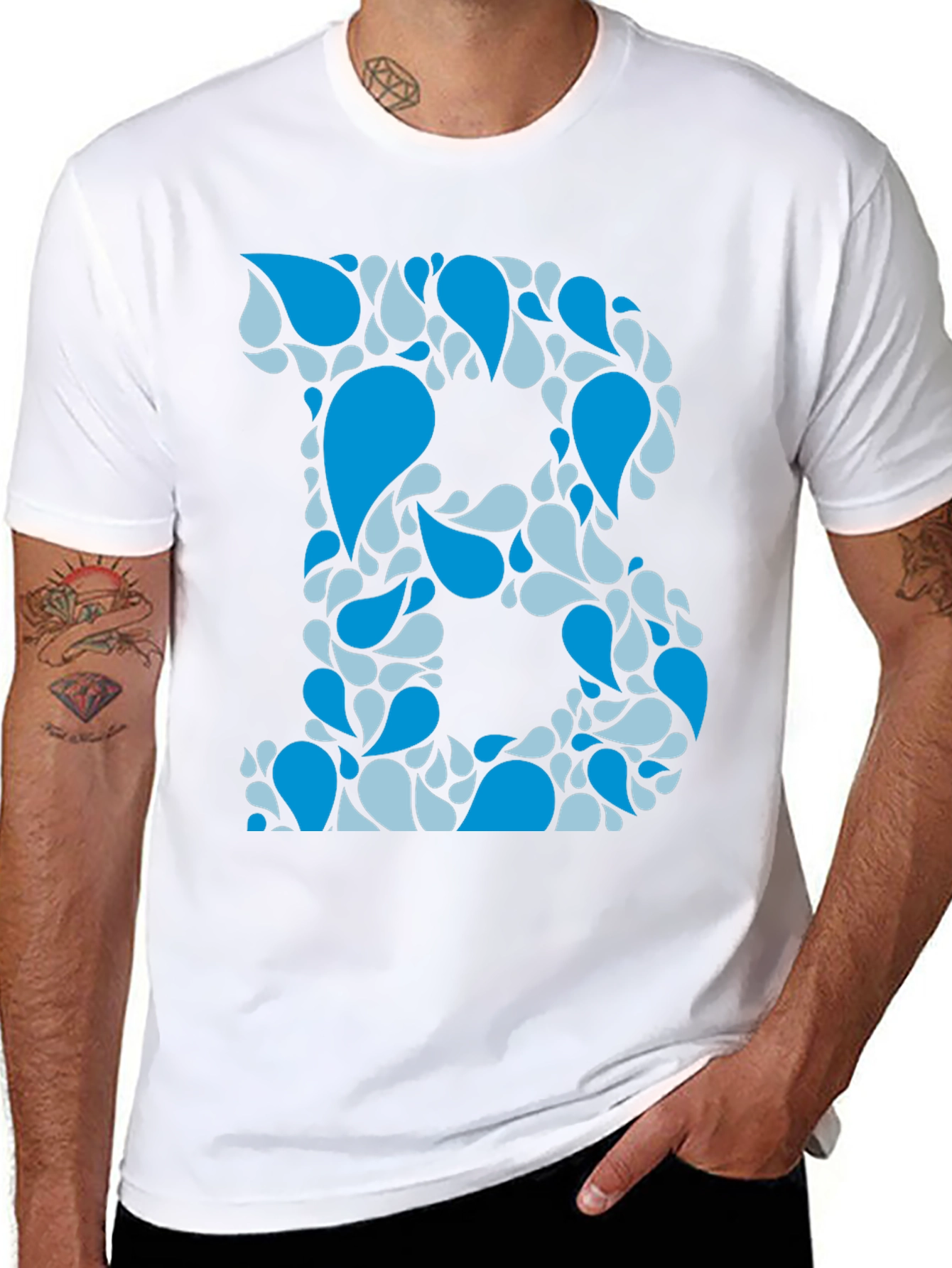 Blue Water Drop Initial B Graphic T-Shirt