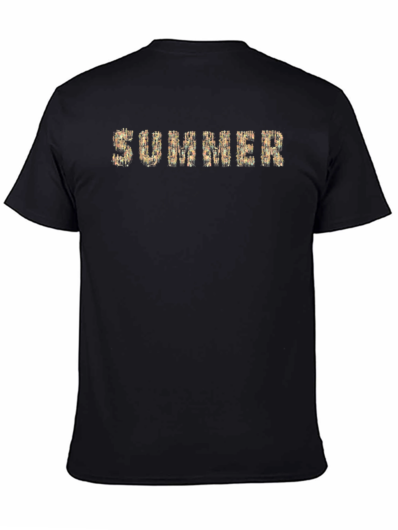 Summer Graphic Print Black Crew Neck T-Shirt
