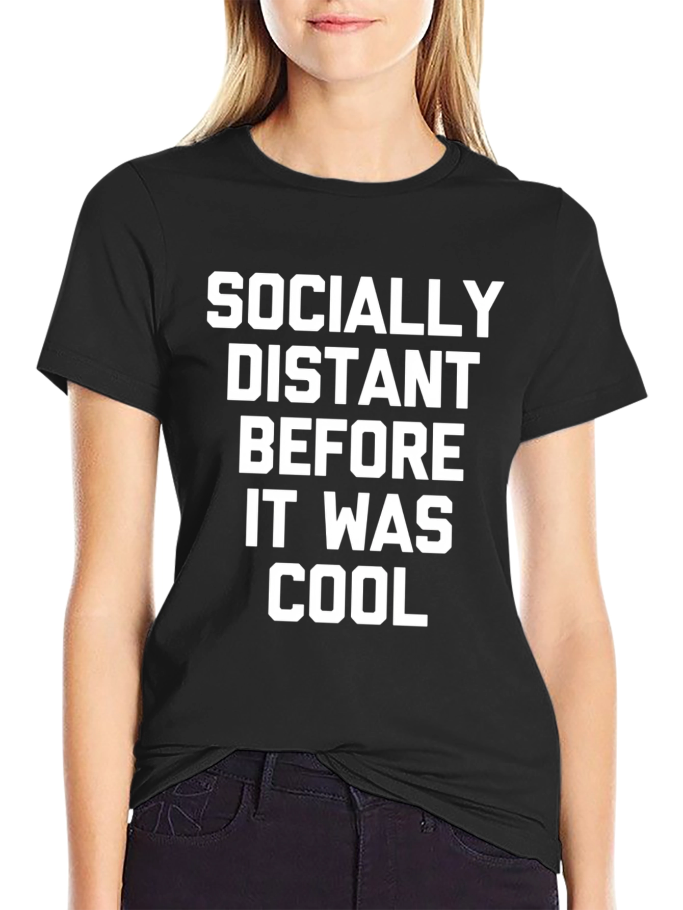 Socially Distant T-Shirt - Black Cotton Tee