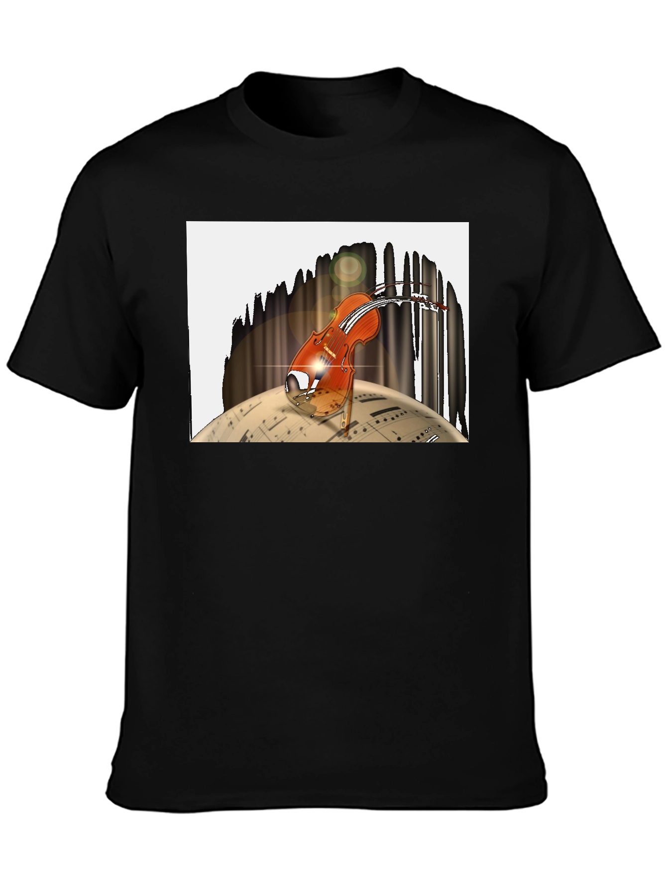 Musical Violin Graphic Black T-Shirt