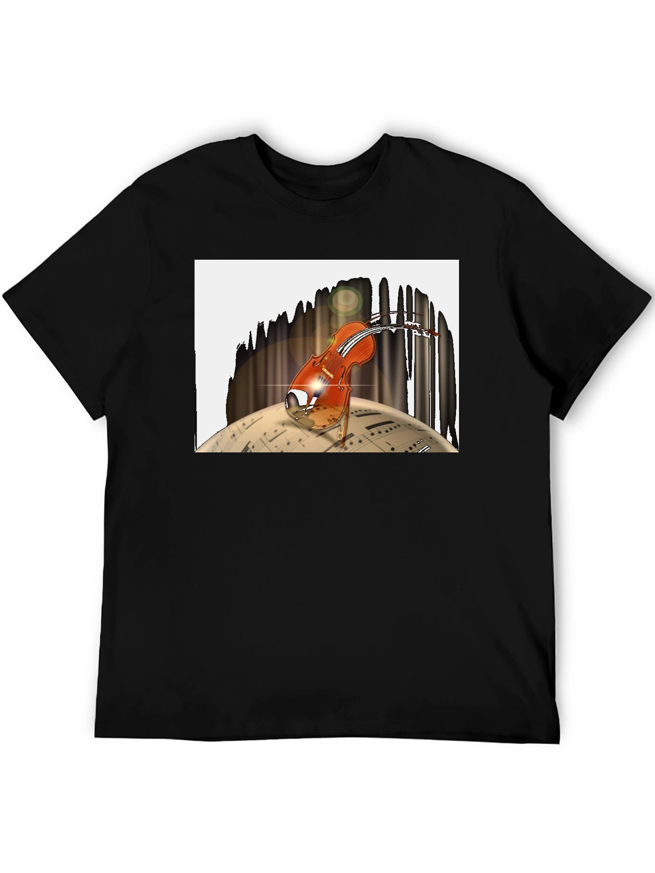 Musical Violin Graphic Black T-Shirt