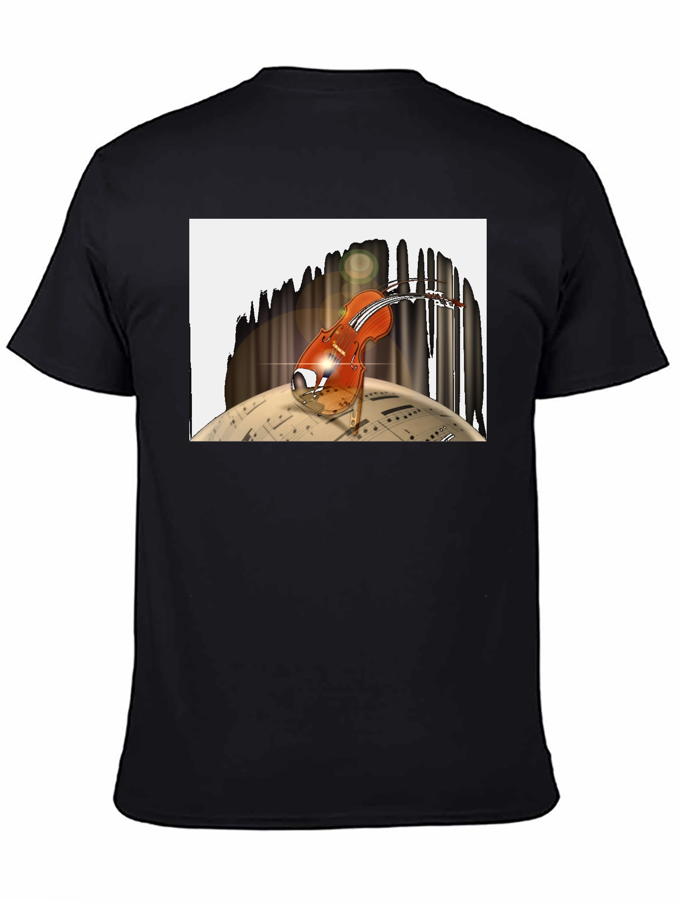 Musical Violin Graphic Black T-Shirt