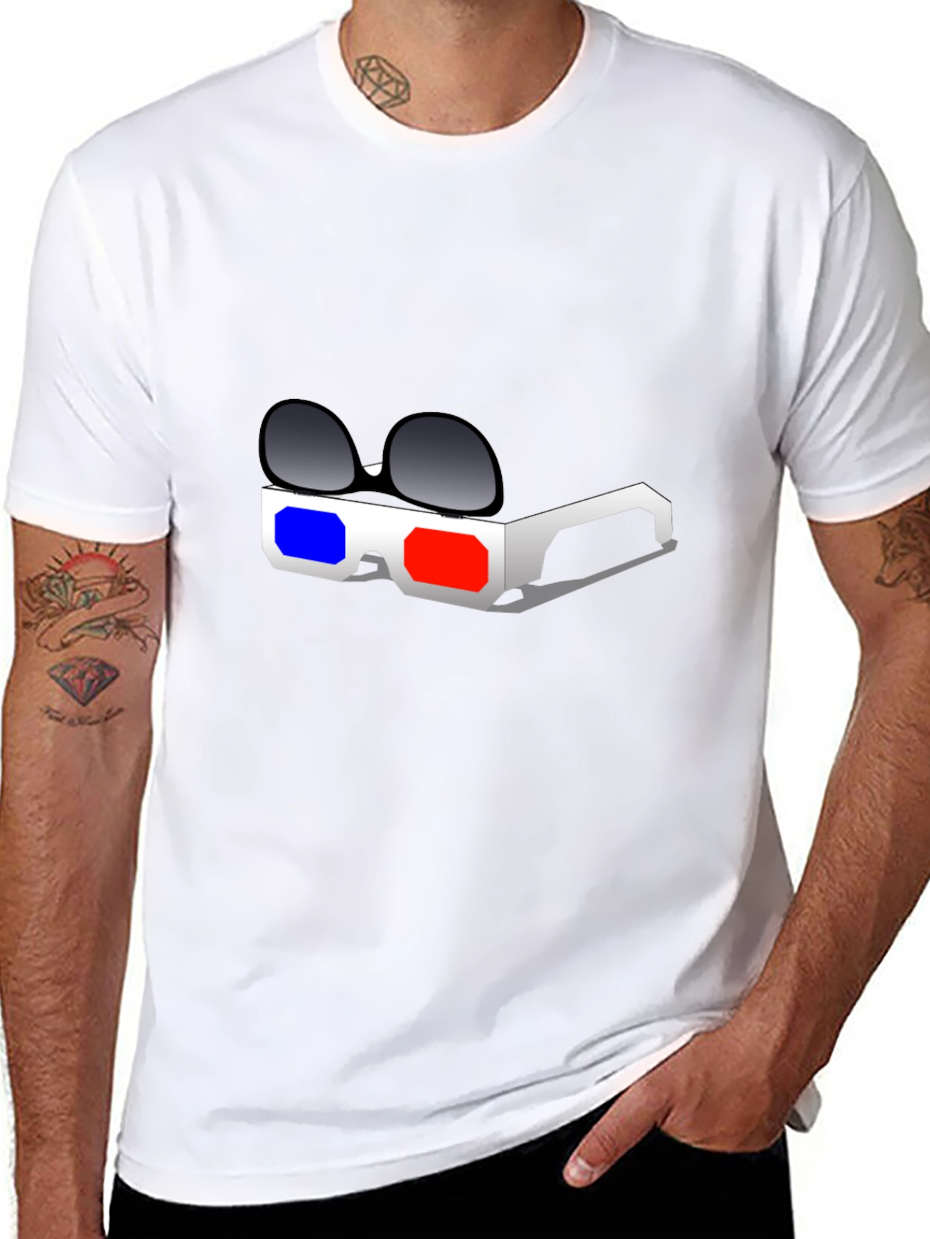 3D Glasses Graphic T-Shirt - Retro Style