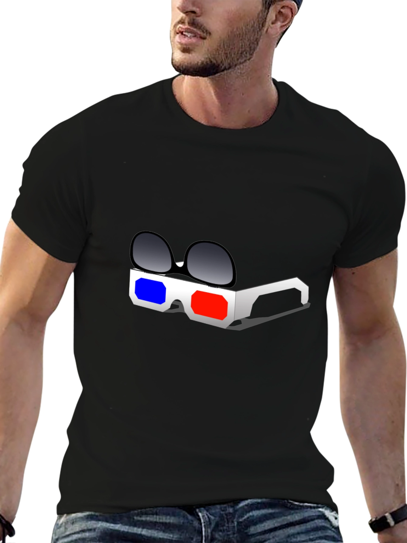 3D Glasses Graphic T-Shirt - Retro Style