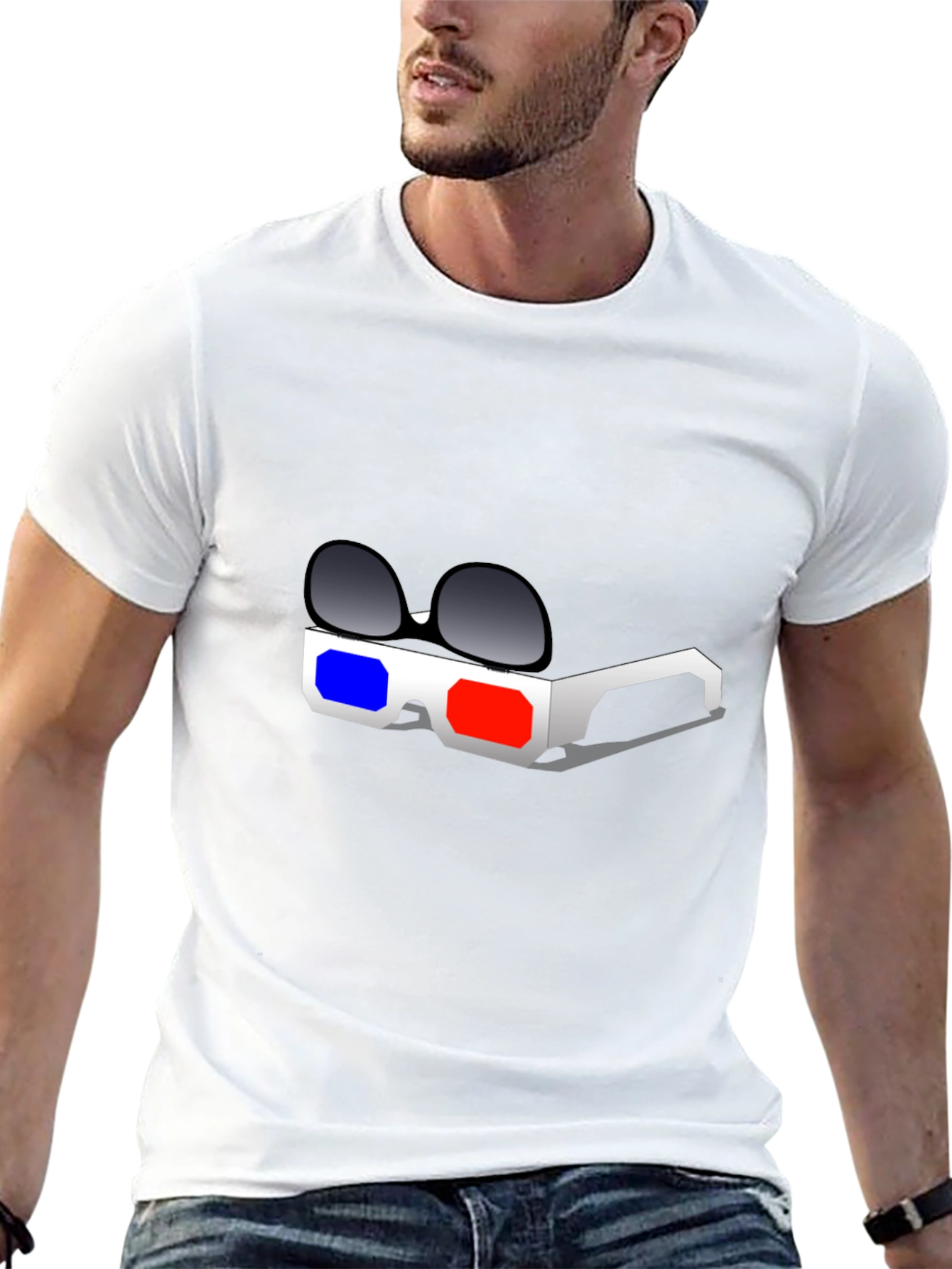 3D Glasses Graphic T-Shirt - Retro Style