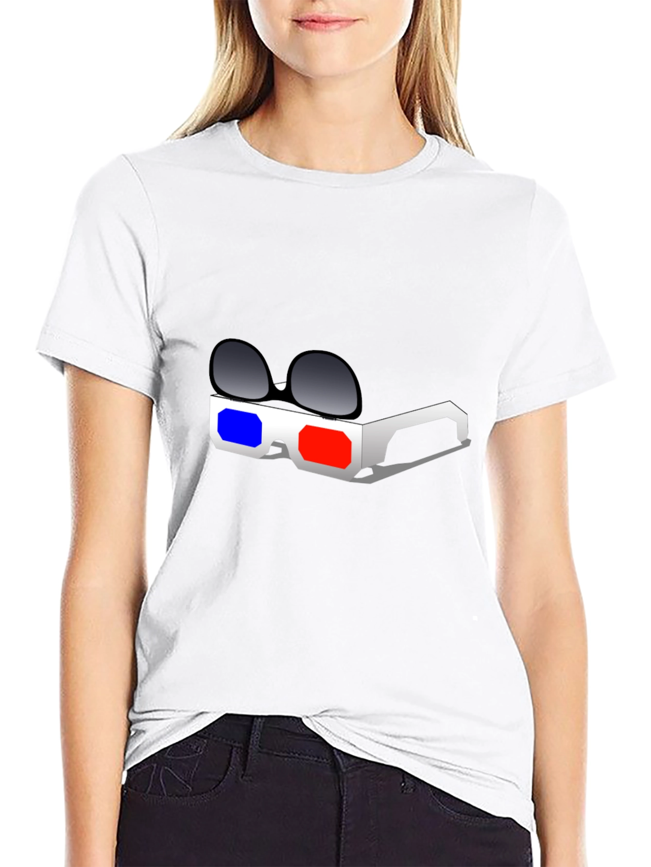 3D Glasses Graphic T-Shirt - Retro Style