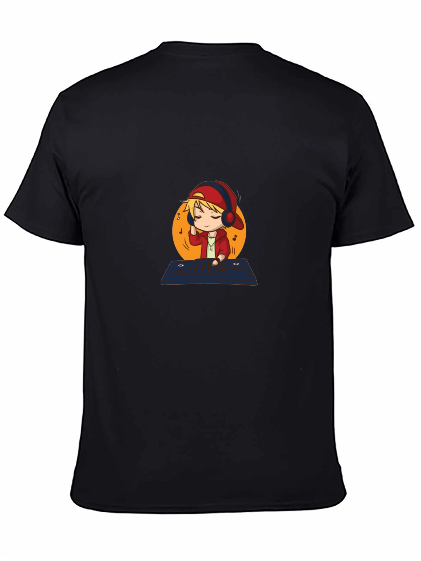 DJ Cartoon Graphic Black T-Shirt
