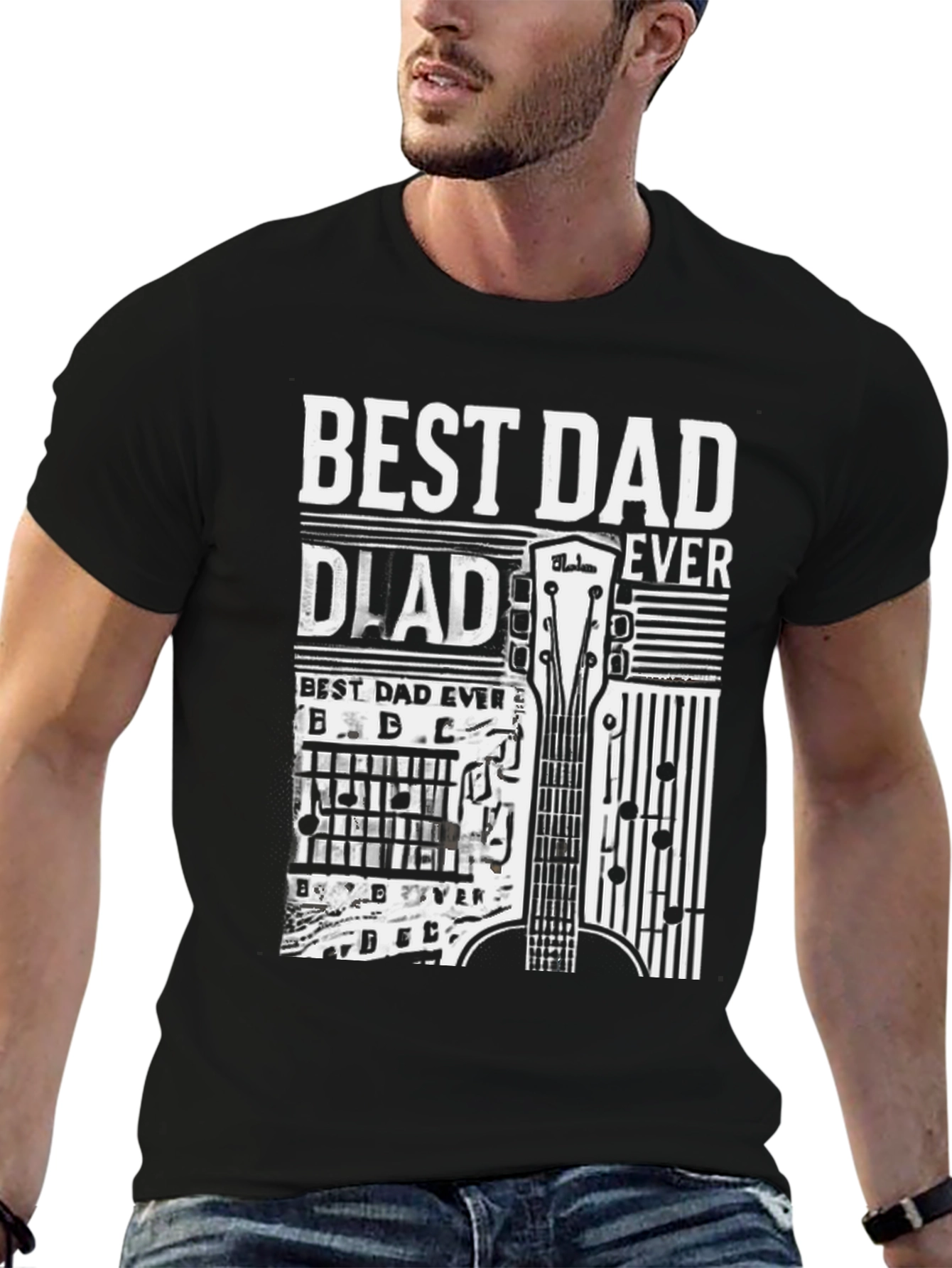 Best Dad Ever Guitar Graphic T-Shirt
