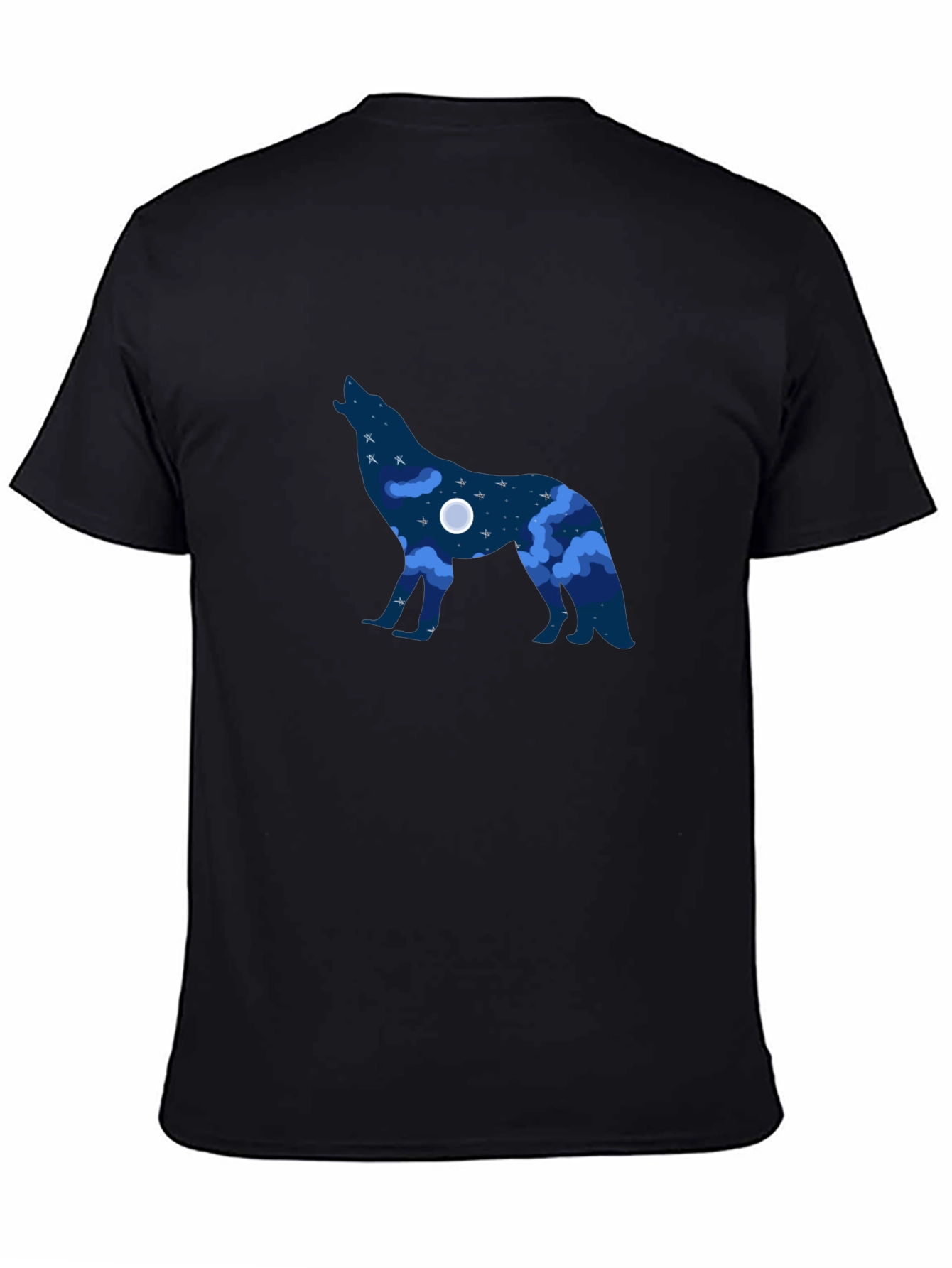 Howling Wolf Night Sky Graphic Tee - Black