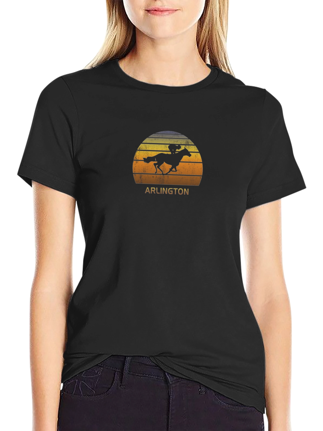 Arlington Horse Race Sunset Graphic T-Shirt