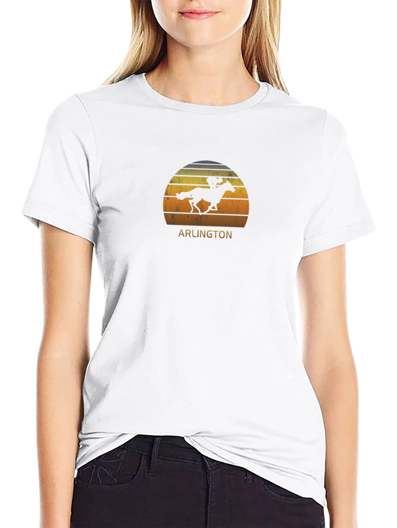 Arlington Horse Race Sunset Graphic T-Shirt