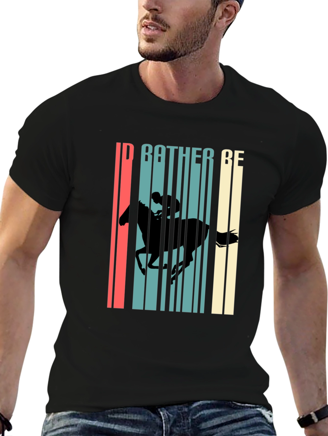 Id Rather Be Horseback Riding Black T-Shirt