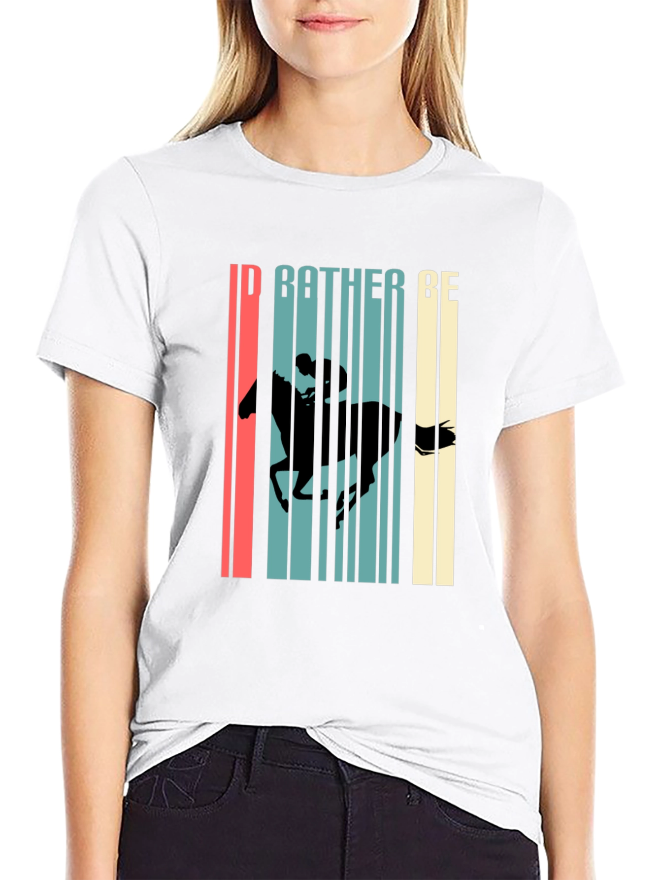 Id Rather Be Horseback Riding Black T-Shirt