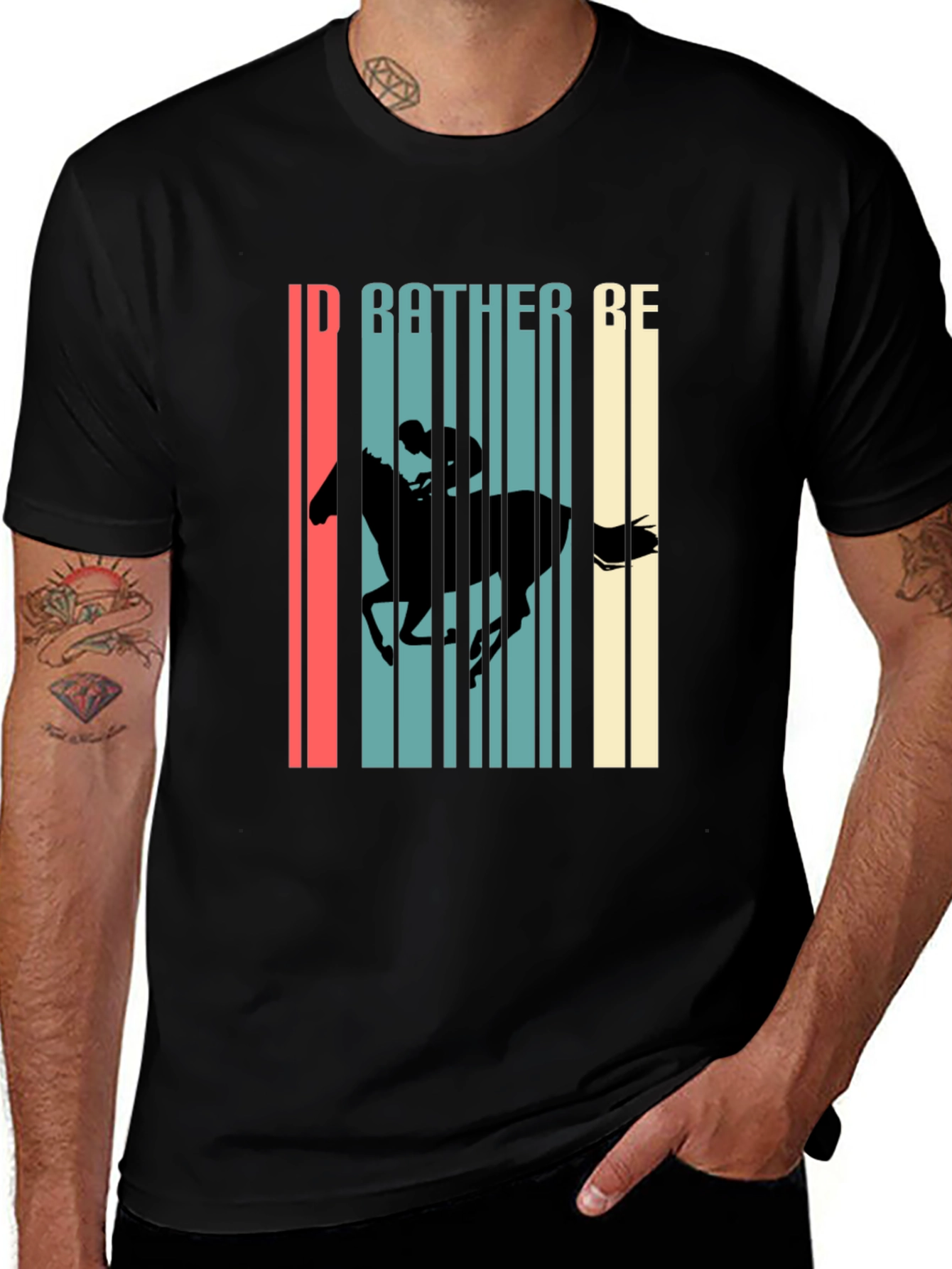 Id Rather Be Horseback Riding Black T-Shirt