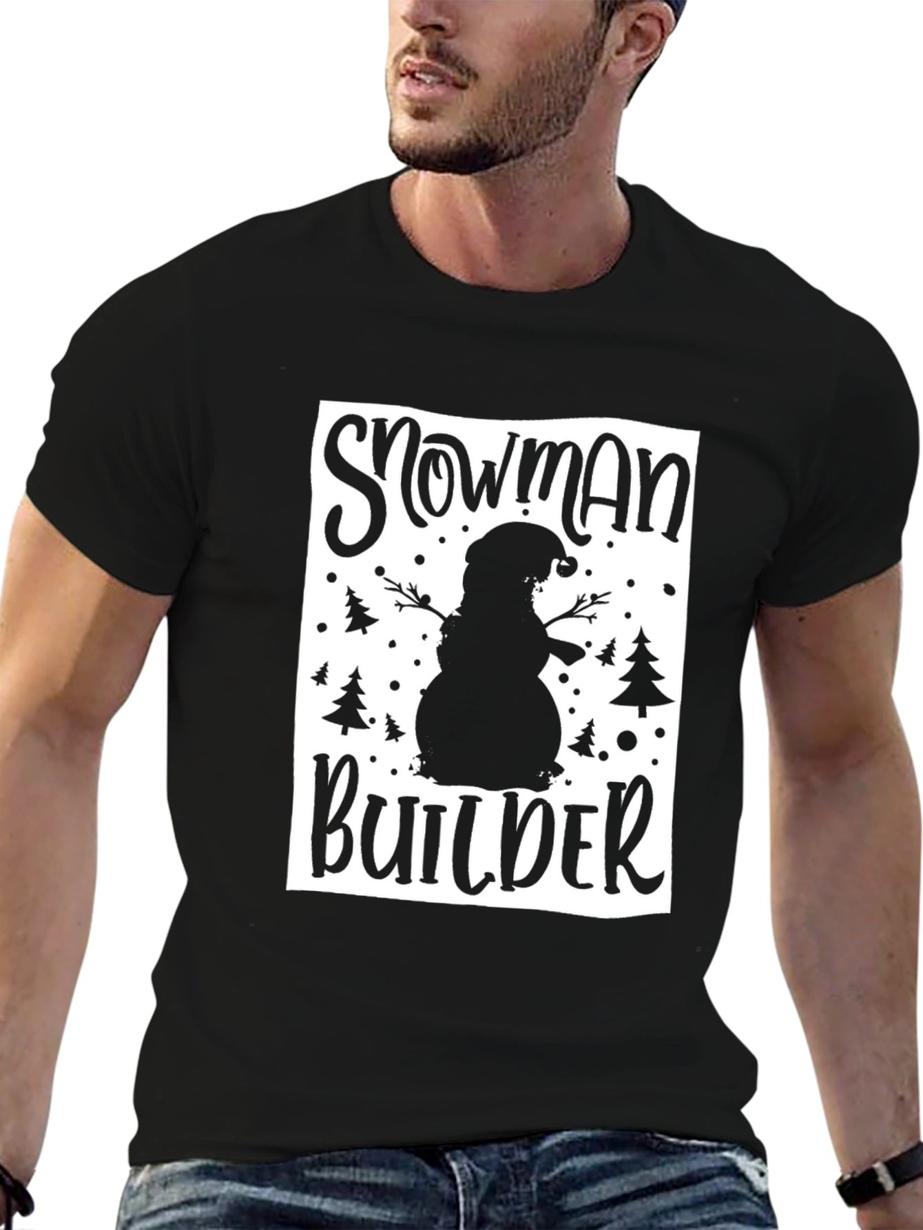 Snowman Builder Graphic Tee - Black