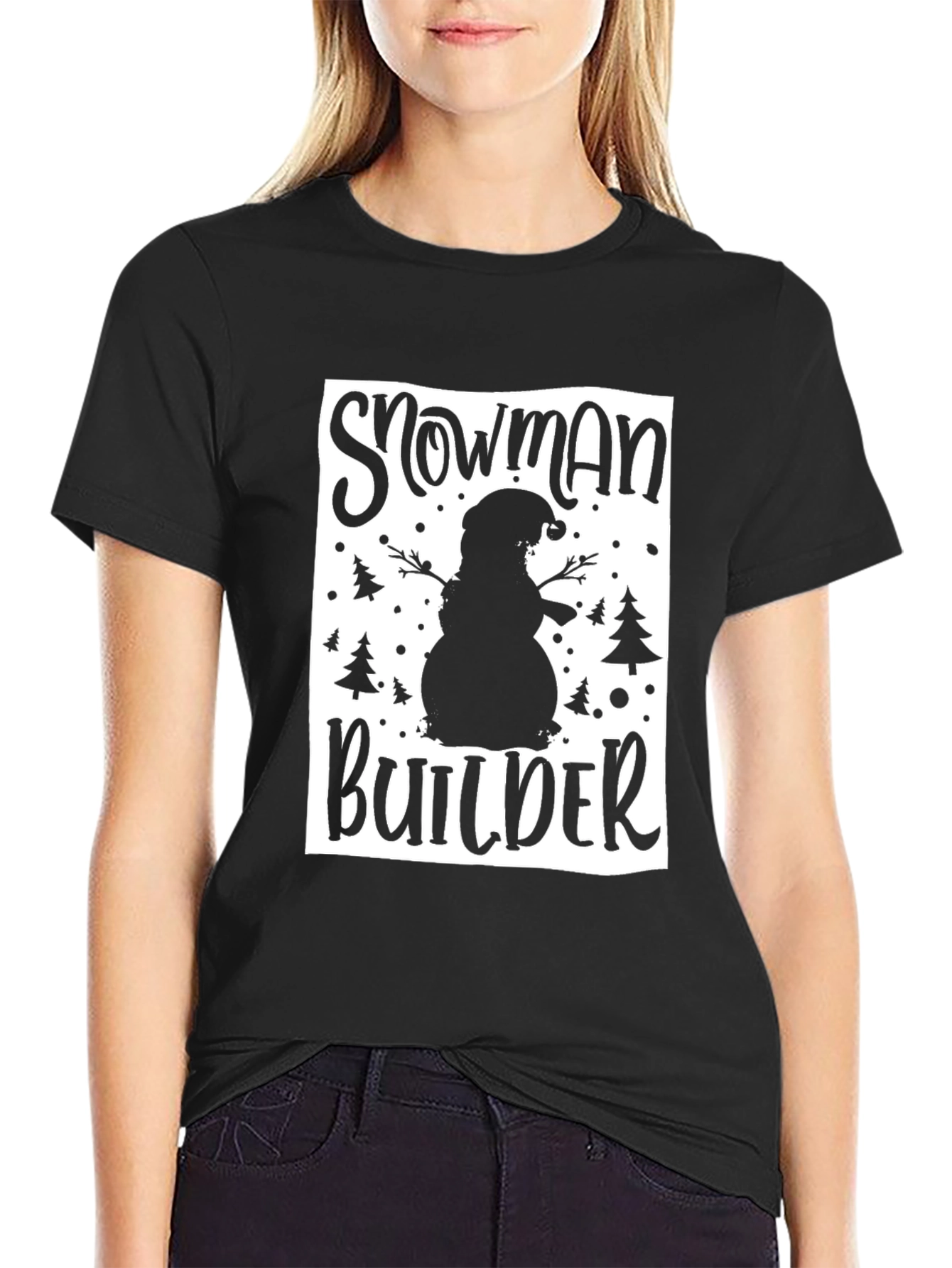 Snowman Builder Graphic Tee - Black
