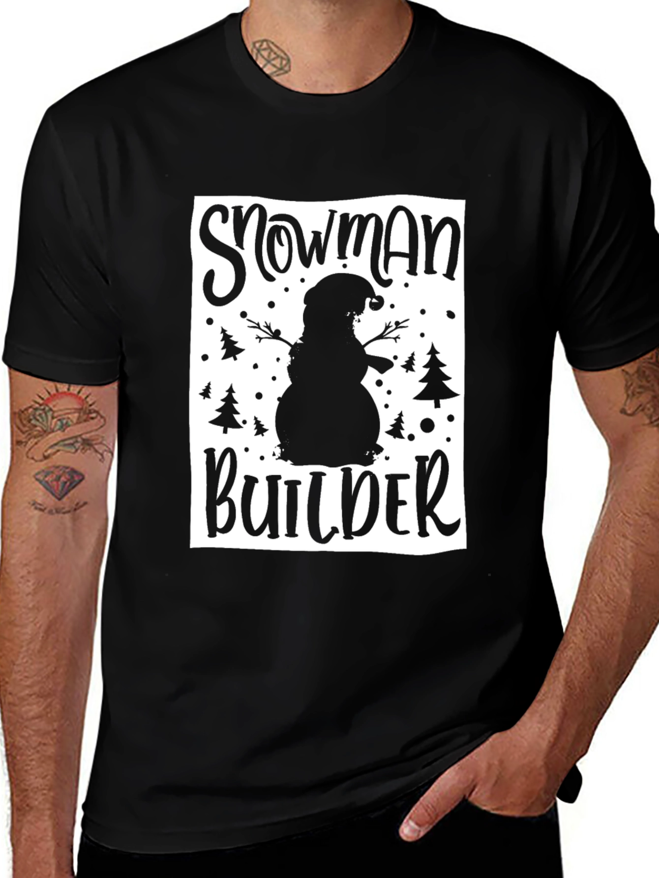 Snowman Builder Graphic Tee - Black