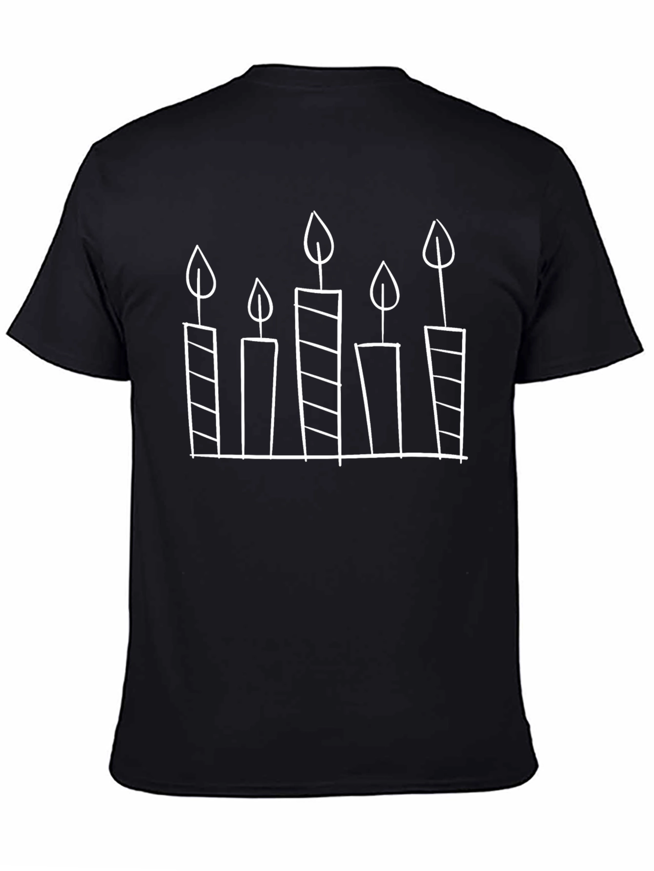 Birthday Candle Graphic Tee - Black Cotton Shirt